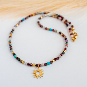 Naszyjnik mix kamieni ze słońcem