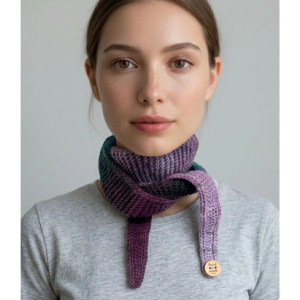 Minimalistyczny krótki szalik wiązany ręcznie robiony vegan