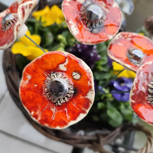 kwiaty ceramiczne na druciku 5 szt