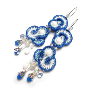 NIEBIESKIE KOLCZYKI SUTASZ  ZIMOWA KRÓLOWA 100% hand made