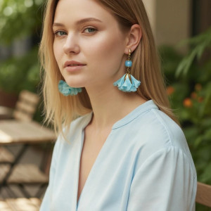 eleganckie kolczyki - błękitny kwiat hortensji