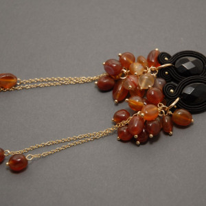 kolczyki /klipsy sutasz z onyksami i agatami