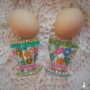 Ręcznie malowane kieliszki do jajek zestaw 2 szt. SPRING