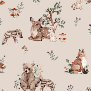 PODUSZKA, WKŁADKA DO KRZESEŁKA IKEA-ANTILOP-sarenki na beżu