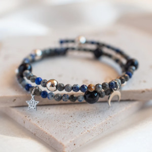 Bransoletka dwurzędowa lapis lazuli + noc Kairu