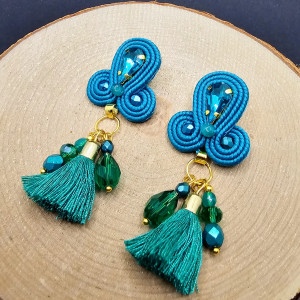 Turkusowe  kolczyki sutasz z chwostami