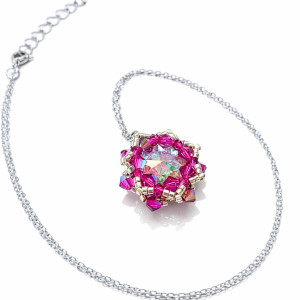 Różowy Naszyjnik "Crystal Fuchsia Maxima" z kryształami Preciosa