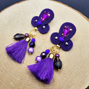 Fioletowe kolczyki sutasz z chwostami