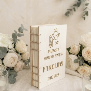 Drewniana księga gości Pierwsza Komunia