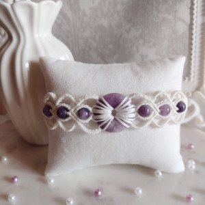 Bransoletka z lepidolitem i różowym kwarcem "Liliowy spokój"