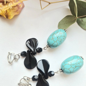 Klipsy niebiesko czarne