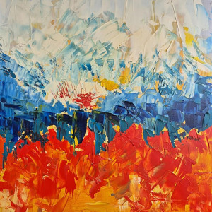 obraz ręcznie malowany abstrakcja tam gdzie płonie lód