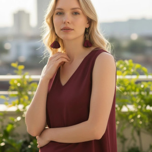 delikatne kolczyki - bordowe kwiatki