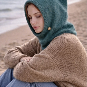 Delikatna balaclava kaptur czapka alpaka merino ręczna robota kolory