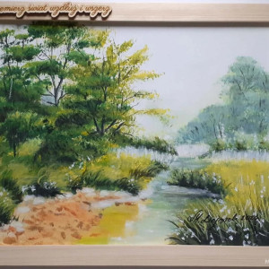 GOTOWY ZESTAW DO DOMU LUB NA PREZENT - RĘCZNIE MALOWANY OBRAZ Z RAMĄ I MOTTO