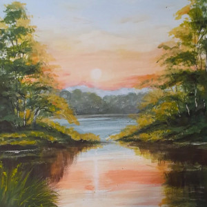 WYPRZEDAŻ KOLEKCJI - DYPTYK PEJZAŻOWY "CHWILA WYTCHNIENIA" - kojący duet nad wodą