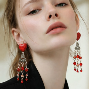 Kolczyki serce koralowe