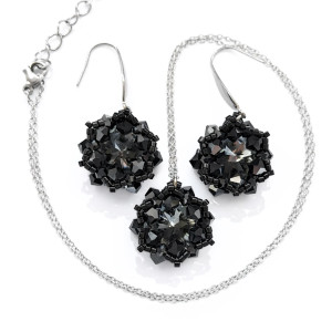 Czarny Komplet Biżuterii "Night Fall Maxima"