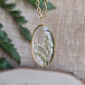 Złota zawieszka złoty wisiorek naszyjnik żywica z żywicy kwiaty z kwiatami zboża