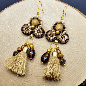 Brązowe kolczyki sutasz z jaspisem