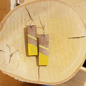 Drewniane kolczyki Geometryczne