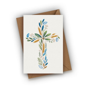 Kartka z Krzyżem- na Chrzest Święty, Komunię, Bierzmowanie