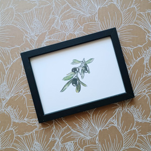 Czarne oliwki pocztówka ilustracja A6