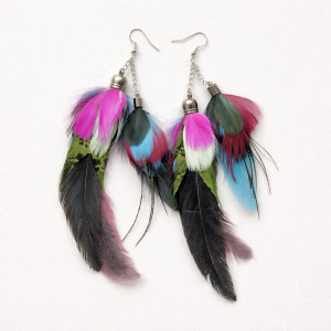 Kolczyki lekkie.koralikowe Boho pióra