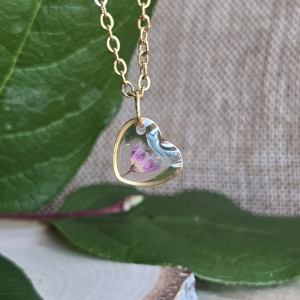 Zawieszka kwiatem wisiorek złoty serce róż