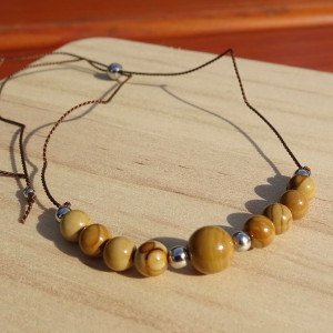 Bransoletka regulowana Jaspis drzewny Rękodzieło kamienie naturalne