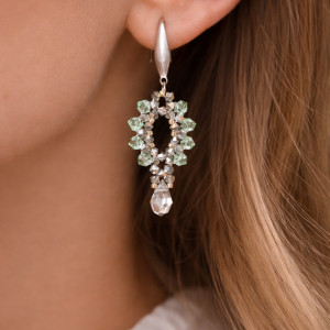 Lekkie, Wiszące Kolczyki "Silver Chrysolite" z Kryształów Preciosa