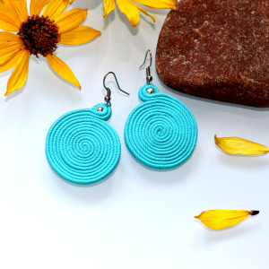 Turkusowe Kolczyki Sutasz Koła Twisted Stal Chirurgiczna