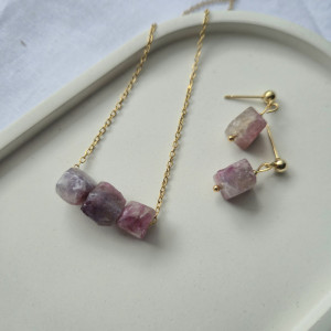 Komplet naszyjnik i kolczyki z turmalinem