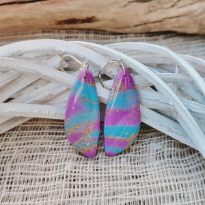 Tęczowe Kolczyki z glinki polimerowej