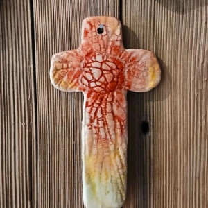krzyżyk ceramiczny na ścianę - pamiątka Pierwszej Komunii