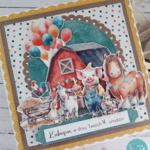 Kartka urodzinowa dla dziecka „Urodziny na farmie”, personalizacja