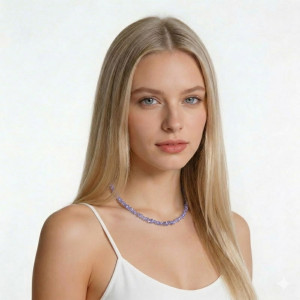 Naszyjnik z lawendowych ognistych Opali