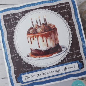 Kartka urodzinowa z tortem, dla mężczyzny