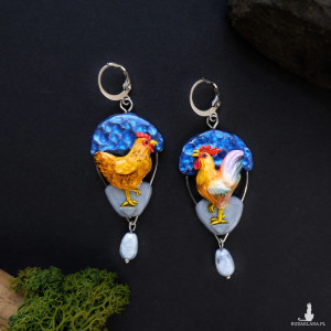 Kolczyki “kura i kogut”