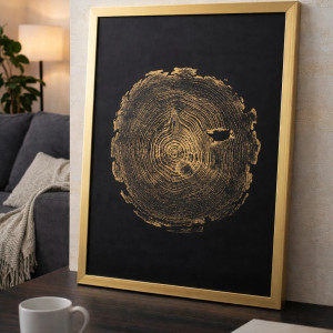 Plakat Botaniczny Sosna Pinus w Ramie 30x40cm. Złoty Obraz Glamour