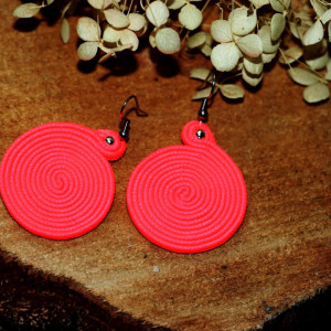 Pomarańczowe neonowe Kolczyki Sutasz Koła Twisted Stal Chirurgiczna