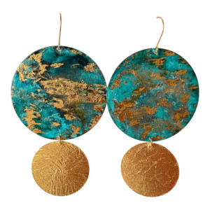 Duże kolczyki turkus i złoto c1400