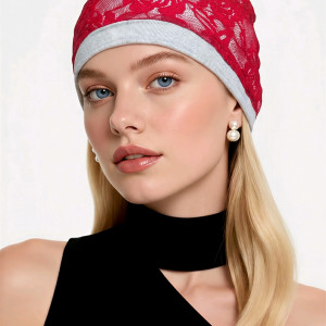 opaska koronkowa czerwona