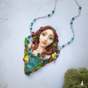 Naszyjnik z kobietą i malachitem