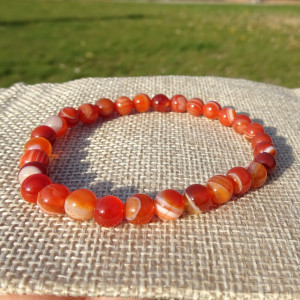 Bransoletka Agat Czerwony Pasiasty Kamienie Naturalne