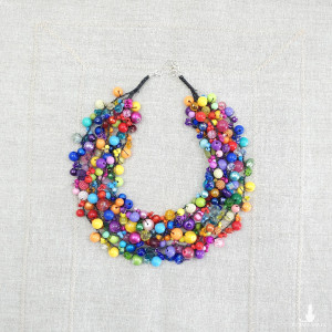 7063 kolorowy, tęczowy naszyjnik statement, kolia, korale