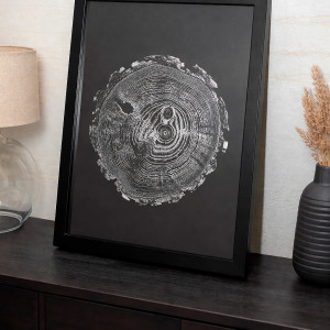 Minimalistyczny Obraz Botaniczny. Plakat Plaster Drewna A3 Srebrny