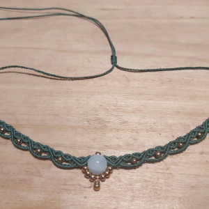 Choker z Jadeitem mikro makrama