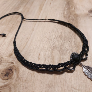 Choker mikro makrama z Agatem Druzy