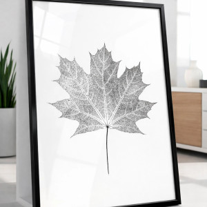 Plakat Botaniczny Liść Klonu. Minimalistyczna Dekoracja Ścienna. Grafika A4